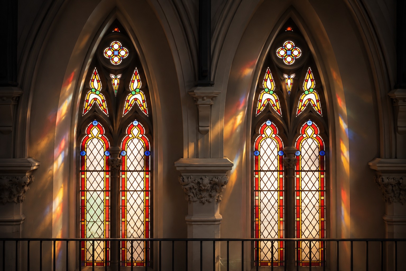 Luka stained-glass windows, shown straight on in the supplied temporary visual mock-up